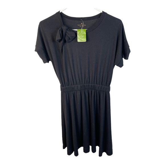 Kate Spade Women Short Sleeve Dress Black Flared Hem Dress with Bow Detail XS - Picture 5 of 8